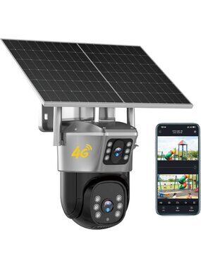 2K Dual-Lens Solar Security Camera - Wireless, Night Vision, Two-Way Audio
